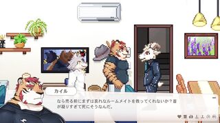 Massage toy screams gay furry cumshot while doggo watches