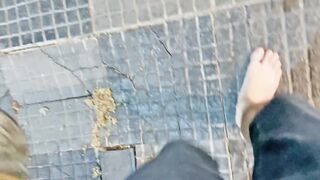 Walking barefoot on filthy streets until his soles were ruined and dripping