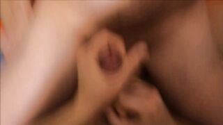 Two skinny Euro twinks jerk off with big dicks until they blow mind-blowing cumshots