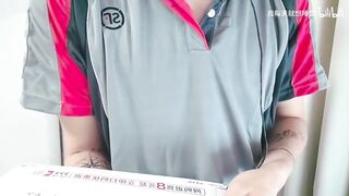 ASMR stressed chatboy relaxes in host’s bed Asian big dick solo