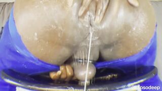 Sloppy Gay Anal Dildo Destroys Femboy Cream Filled Gape Hole