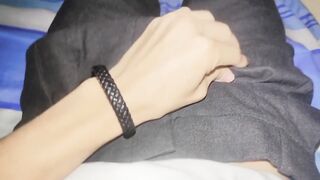 Beautiful student jerks off uncut while others sleep