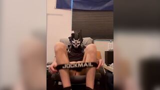 Gay robot gets big dick pissy then jerks off to finish