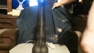 Mature muscle ass clenches huge XL horse cock deep in tight hole