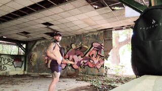 Caught in abandoned building fucking myself with XXL dildo daddy's big dick