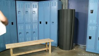 Juan Carlos destroyed by monster cock deep in gym locker