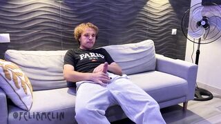 Young cutie strokes his thick cock raw in HD solo cumshot madness
