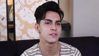 Gay Casting Agent pounds Aaron Perez huge cock raw anal blowjob cumshot