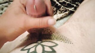 POV masturbation with an army of pierced cocks leaving a facial mess