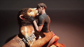 Choking on the monster cock thick rough minotaur blowjob