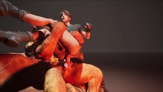 Choking on the monster cock thick rough minotaur blowjob