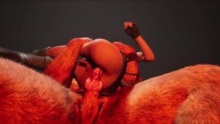 Choking on the monster cock thick rough minotaur blowjob
