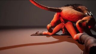 Choking on the monster cock thick rough minotaur blowjob