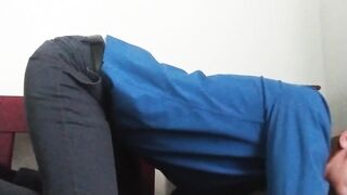Face down and jerking off after work stripped naked arched back thick thighs white guy