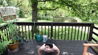 Twink Yoga Plugged tight outdoors solo