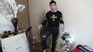 Old celeb gay stripper stripped down for truth or dare blows his big cock raw