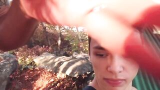 Horny couple destroyed outdoors bareback cumshot blowjob