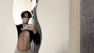 Muscular light-skinned man strokes his big cock raw masturbation