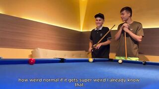 My twink college friend pays me in hard dick and ass creampie after pool lesson