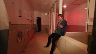 Dildo stretching my tight ass before the bathhouse opens