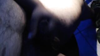 Chubby boy home alone jerks off until thick cum drips down his hairy belly