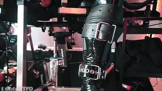 RubberFX BOUNDED gay machine latex bondage facefucked in chair