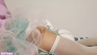 Diaper Sissy in a Tutu Ruined By His Own Cock