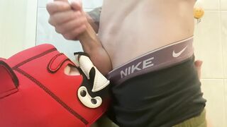 Big dick Russian twink gags on puppy cock until cum floods his throat