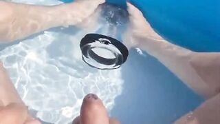 Pumping cock in my Pool Gushing Mess in Pool