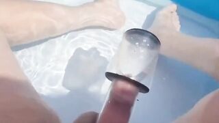 Pumping cock in my Pool Gushing Mess in Pool
