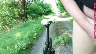 German hunk strokes in sheer tights while riding his bike