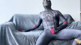 Spiderman's thick cock ruined in solo session