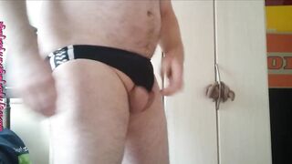German cutoffs monster cock pulsing alone in shorts