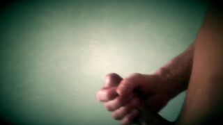 Big cock jacking off until big cumshot while enjoying himself