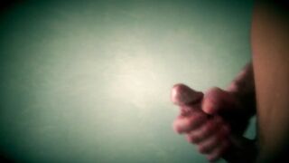 Big cock jacking off until big cumshot while enjoying himself