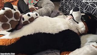 Paw slut gets brutal back to back pawjobs with massive cum drip finish