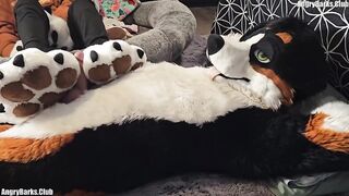 Paw slut gets brutal back to back pawjobs with massive cum drip finish