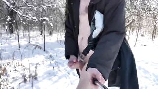 Naked snow walk ruined when gay strangers almost caught him