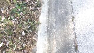 Kinda risky public blowjob with hairy bear sucking cock outdoors