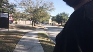 Kinda risky public blowjob with hairy bear sucking cock outdoors