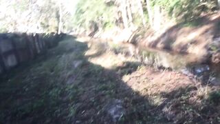 Kinda risky public blowjob with hairy bear sucking cock outdoors