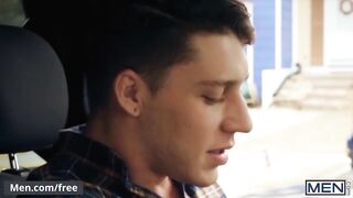 Leather daddy destroys twink with raw brutal big cock rough sex
