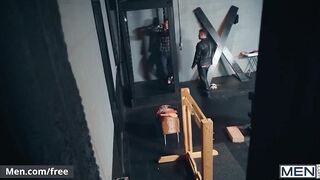 Leather daddy destroys twink with raw brutal big cock rough sex