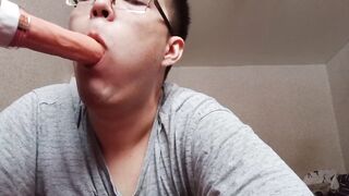 Gay Dildo Sucking Solo Male Blowjob Raw HD