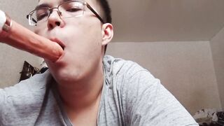 Gay Dildo Sucking Solo Male Blowjob Raw HD