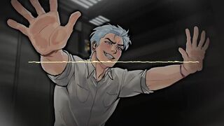 Rival's Big Cock Chokes Throat While Stuck in Elevator