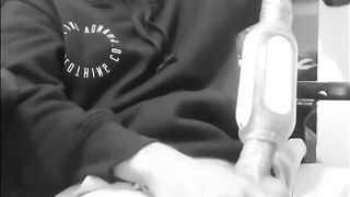 Drill powered pocket pussy raw cumshot leaked