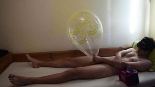 My cock stretches the balloon until it POPS raw looner fuck