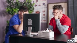Nurse jackman gets kaleb stryker dripping raw and helpless in his office