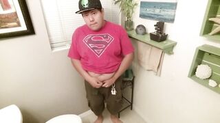 Chub Boy Strips Pisses Shower Worships Tiny Dick